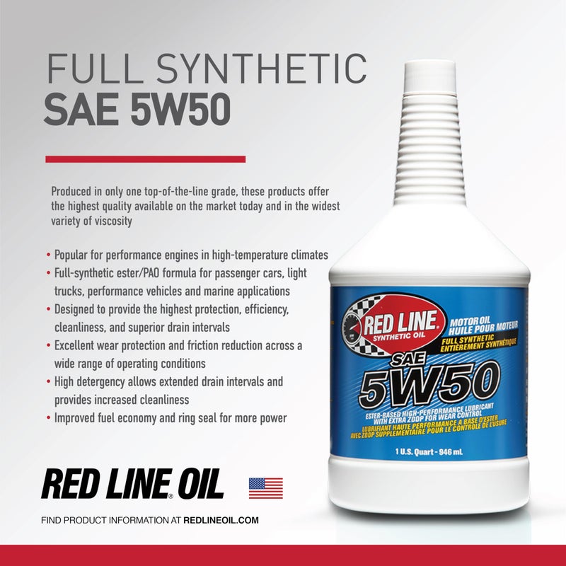 Red Line 11604 SAE 5W50 Fully Synthetic Motor Oil - 1 Quart - Image 3